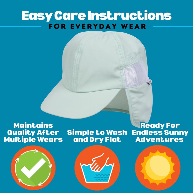 SwimZip Sun Hat with Neck Flap | UPF 50+ Protection for Baby, Toddler, and Kids Mint Green - Image 4